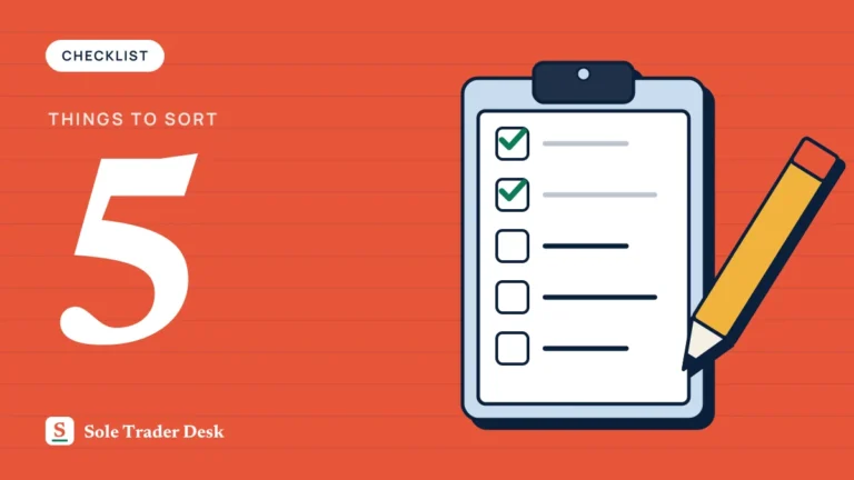 A clipboard checklist with five items, two already ticked, and a pencil